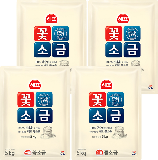 해표 꽃소금, 5kg, 4개