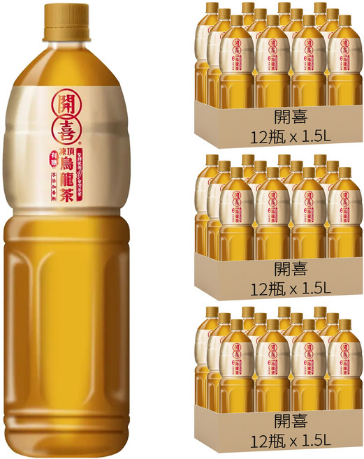開喜 凍頂烏龍茶 有糖, 1.5L, 36瓶
