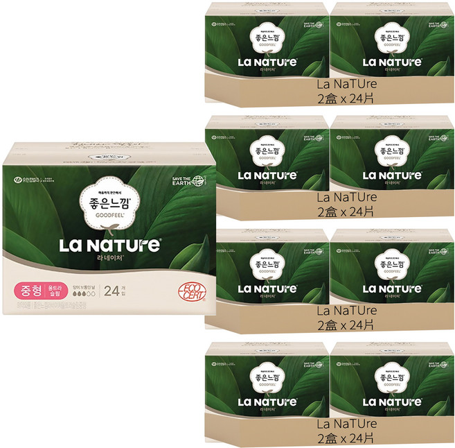 Goodfeel 好感覺 La Nature 超薄蝶翼衛生棉 中量型, M(24cm), 24片, 8盒
