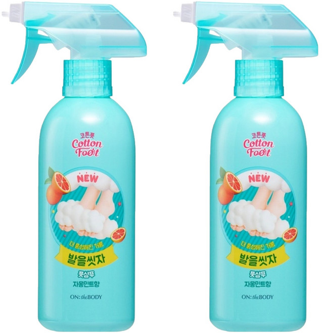 온더바디 코튼풋 발을 씻자 풋샴푸 자몽 민트향, 1개입, 2개, 385ml