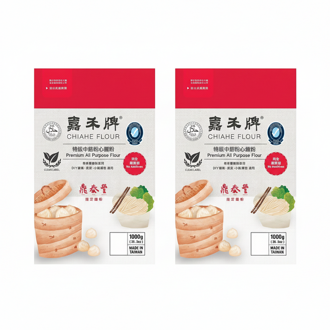 嘉禾牌 特級中筋粉心麵粉, 1kg, 2包
