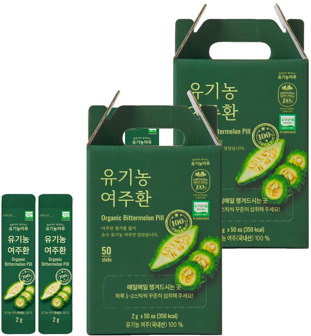 유기농마루 정품 유기농 여주환 스틱 50p, 100g, 2개
