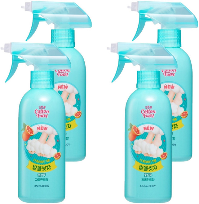 온더바디 코튼풋 발을 씻자 풋샴푸 자몽 민트향, 1개입, 4개, 385ml