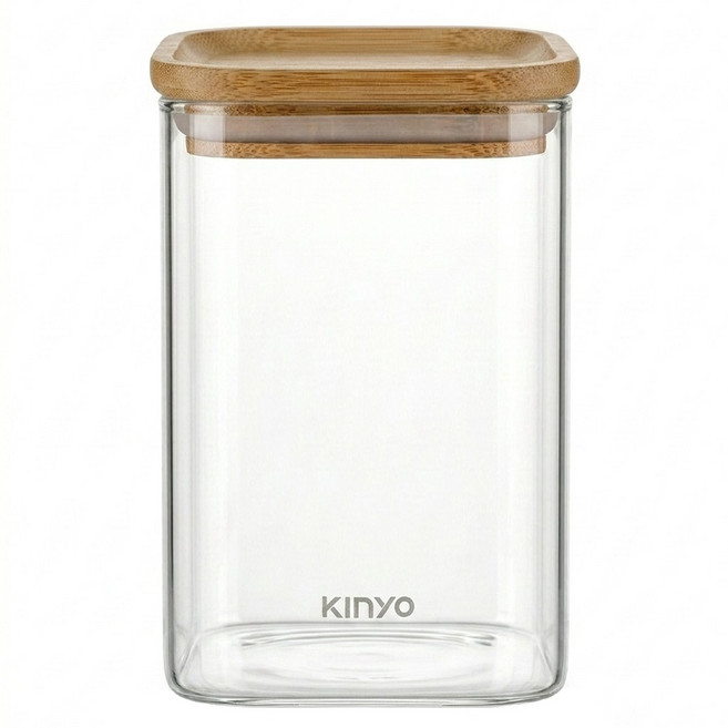 Kinyo 天然竹耐熱玻璃儲物罐 KSC-2100, 1L, 1個