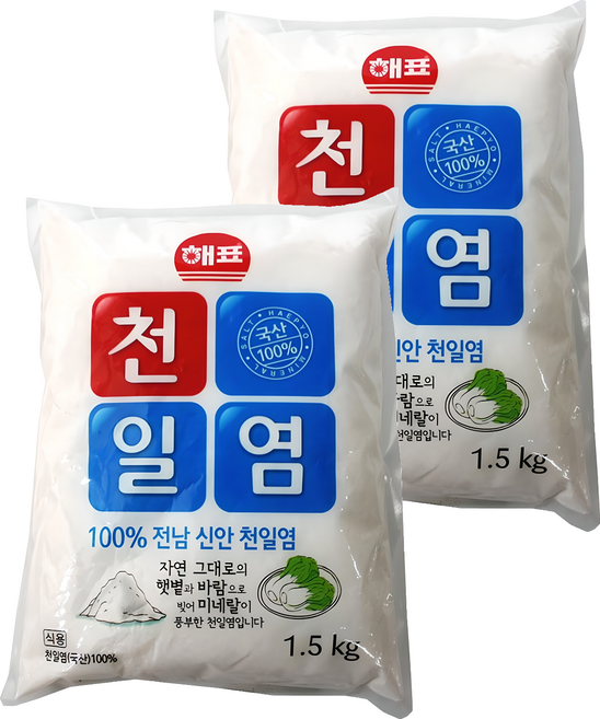 해표 전남 신안 천일염, 1.5kg, 2개