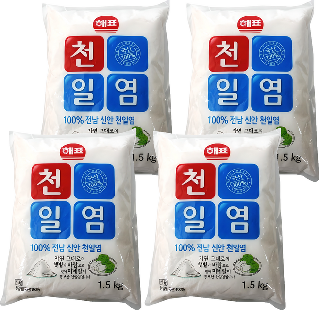 해표 전남 신안 천일염, 1.5kg, 4개