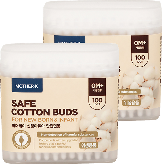 마더케이 신생아유아 안전면봉, 100개입, 2개
