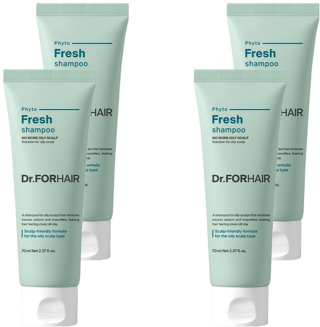 Dr.FORHAIR Phyto Fresh 油性頭皮洗髮精, 4個, 70ml