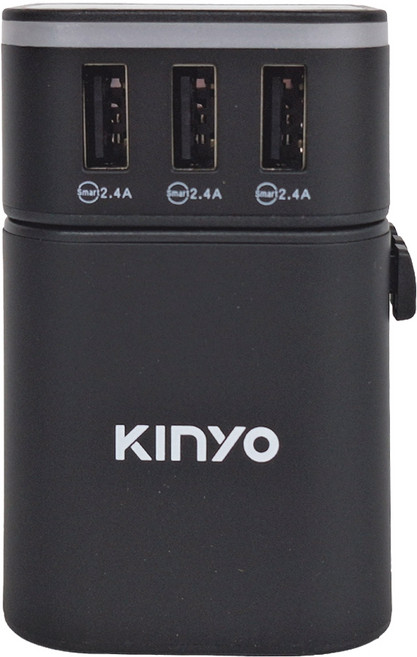 Kinyo 多合一萬國轉接頭 MPP-2345-1, 7.9cm, 黑, 1個