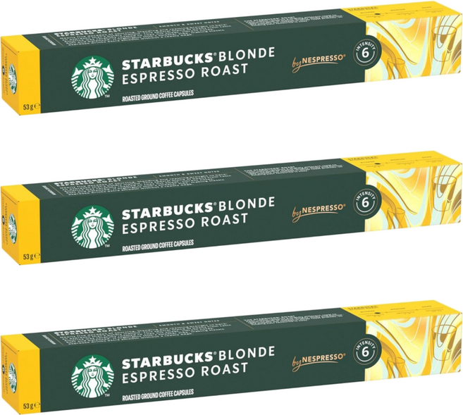 STARBUCKS 星巴克 黃金烘焙膠囊咖啡 Nespresso咖啡機適用, 5.3g, 10顆, 3盒