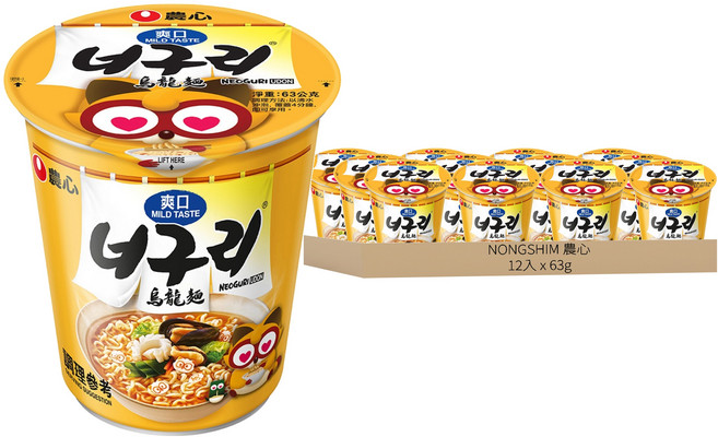 NONGSHIM 農心 爽口海鮮烏龍杯麵, 63g, 12入