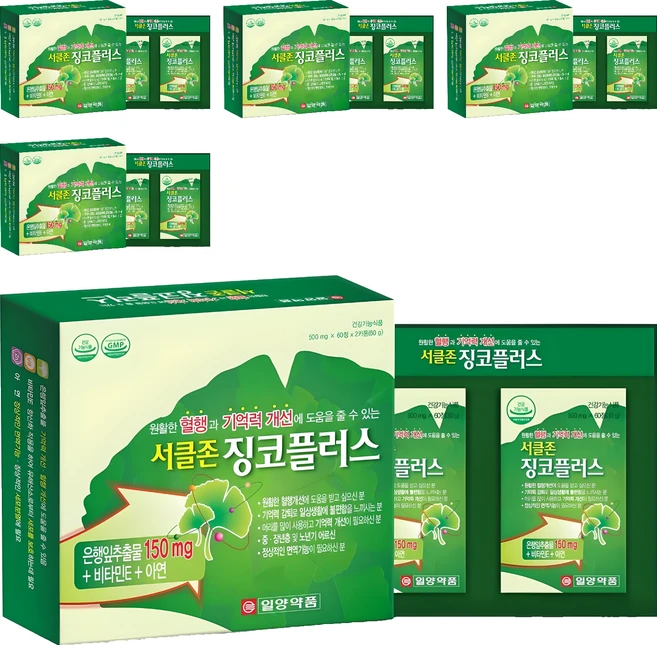 일양약품 서클존 징코플러스, 120정, 5개 - 쿠팡