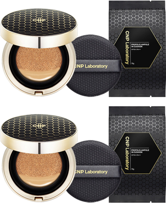 CNP차앤박 프로폴리스 앰플 인 쿠션 파운데이션 15g + 리필 15g 세트, 23호, 2개