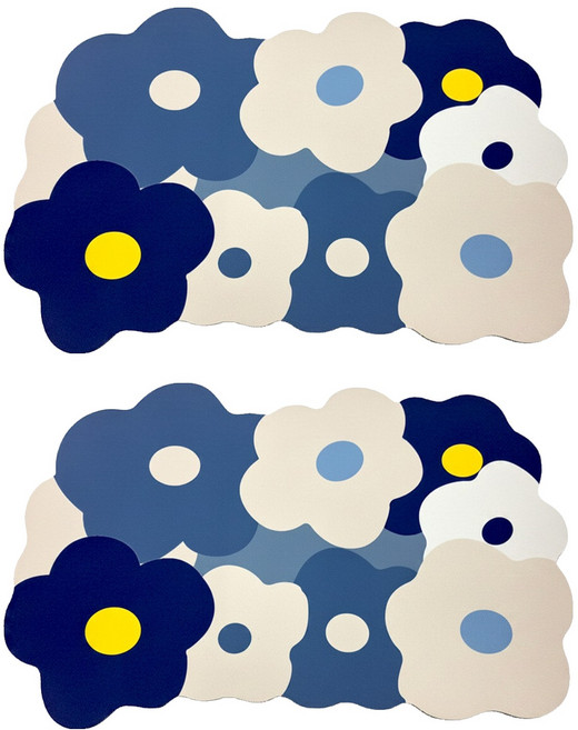 軟式珪藻土踏墊, 小花藍, 2個