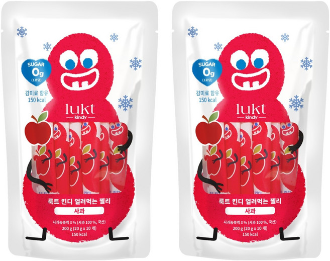 LUKT 킨디 얼려먹는 젤리 10p, 200g, 2개, 사과