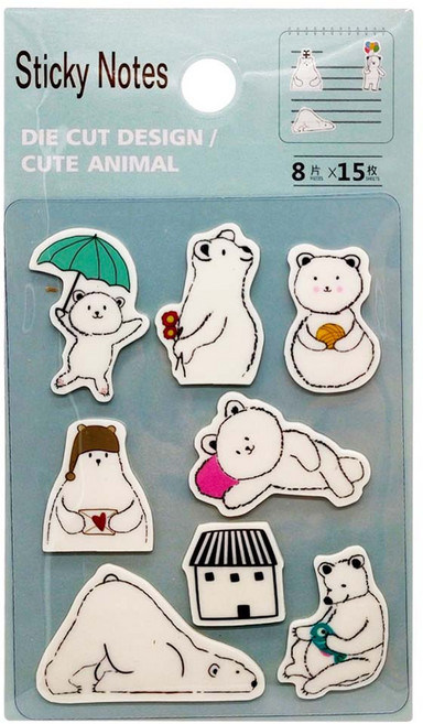 德德小品集 多款式 POP小白熊的生活標籤貼套裝 螢光透明PET材質 防潮不易撕破 可重複黏貼, 120張, 1組