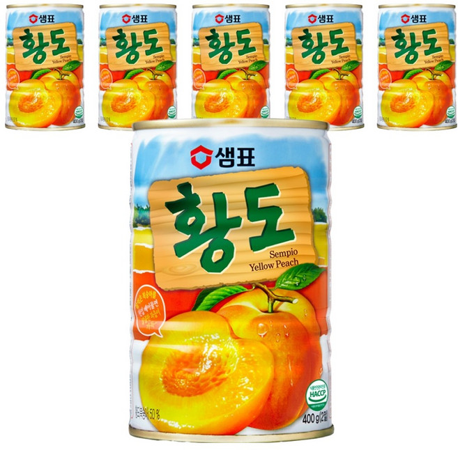 샘표 황도 통조림, 400g, 6개