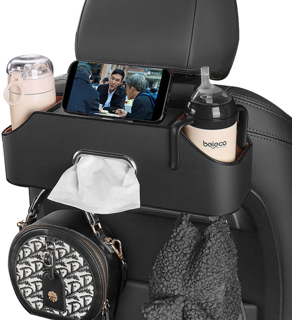 지엠지모터스 차량용 휴대폰 거치대 3in1 뒷좌석 멀티 컵홀더, 블랙, 1개