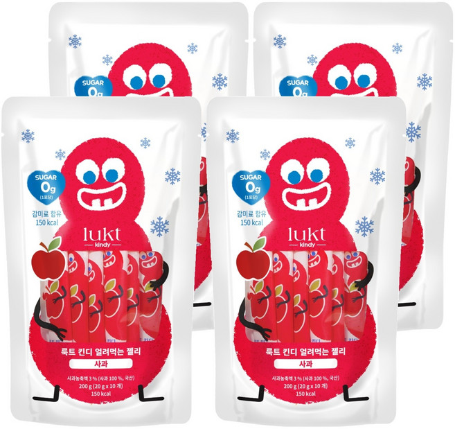 LUKT 킨디 얼려먹는 젤리 10p, 200g, 4개, 사과