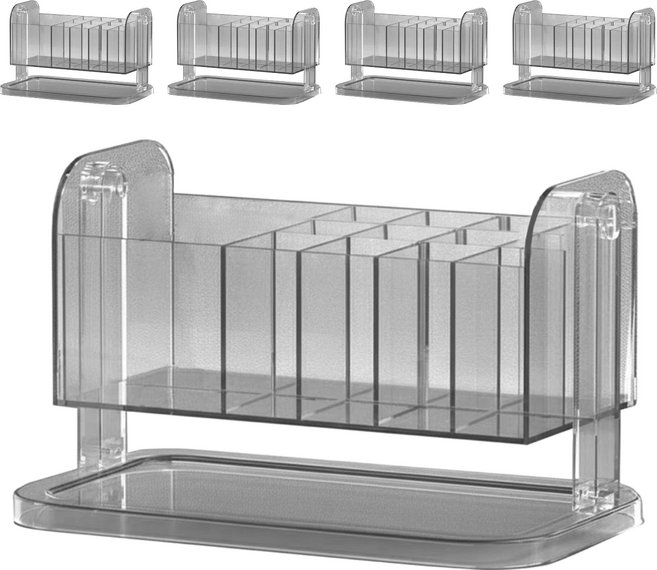 Mini 嚴選 透明可旋轉化妝品收納壓克力置物盒 CN0470-G, 5個, 灰色