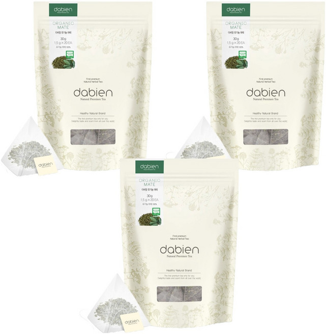 다비앙 유기농 마테차 생분해 티백, 1.5g, 20개입, 3개