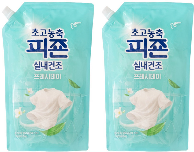 피죤 초고농축 실내건조 섬유유연제 프레시데이, 2개, 1.6L
