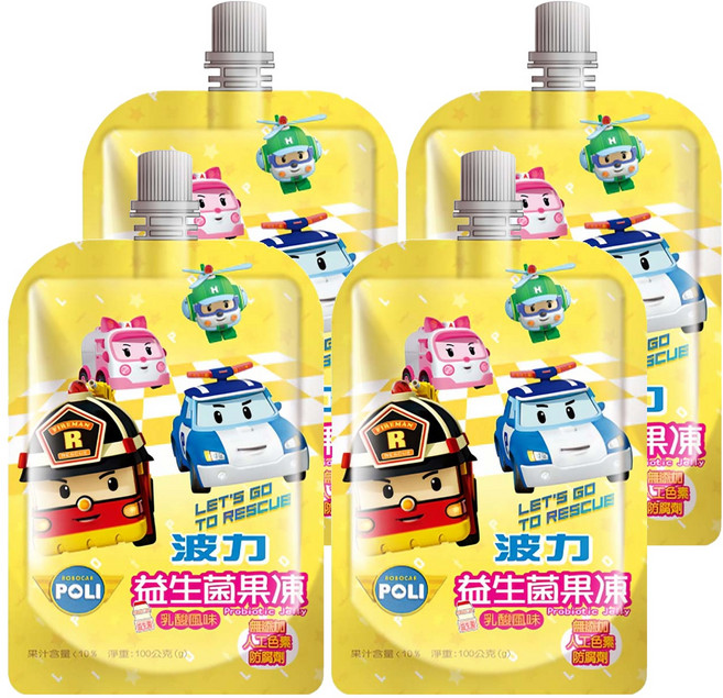 ROBOCAR POLI 波力 益生菌果凍 乳酸風味, 100g, 4包