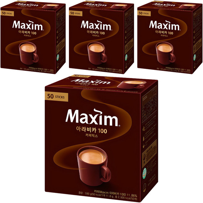 맥심 아라비카 100 커피믹스, 11.8g, 50개입, 4개