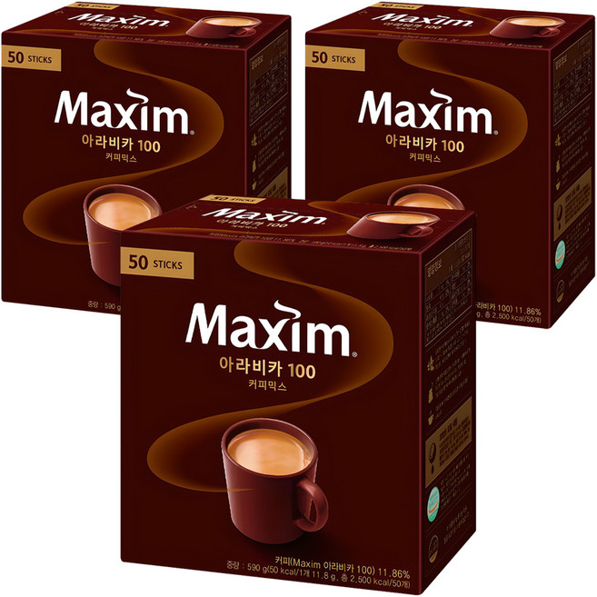 맥심 아라비카 100 커피믹스, 11.8g, 50개입, 3개