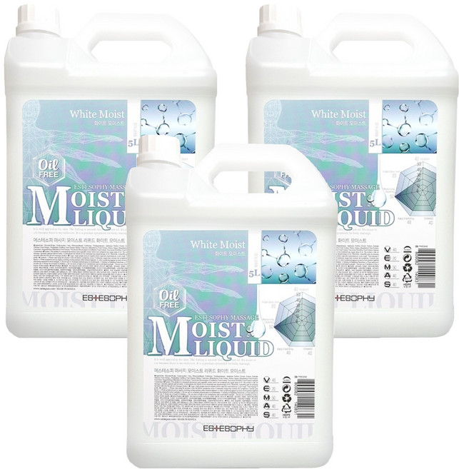 에스테소피 모이스트 리퀴드 마사지 오일 화이트무향, 5L, 3개