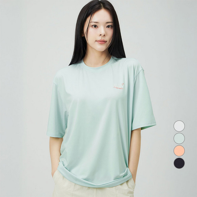 캐럿 여성용 오버핏 반팔 그래픽 래쉬가드