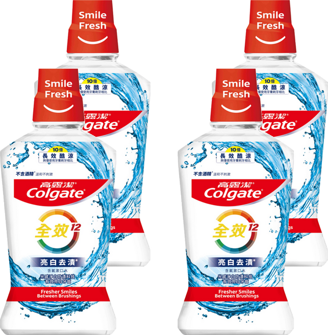 Colgate 高露潔 全效亮白去漬漱口水, 500ml, 4瓶