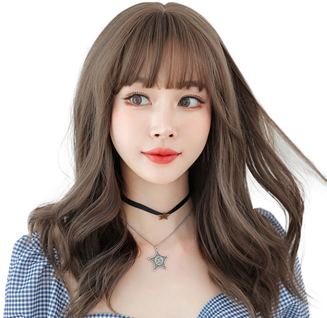 하이유니 셋팅 펌 헤어 긴머리 통가발 가발 50cm + 가발망 + 거치대 세트, 쿨브라운(가발), 랜덤발송(거치대), 1개