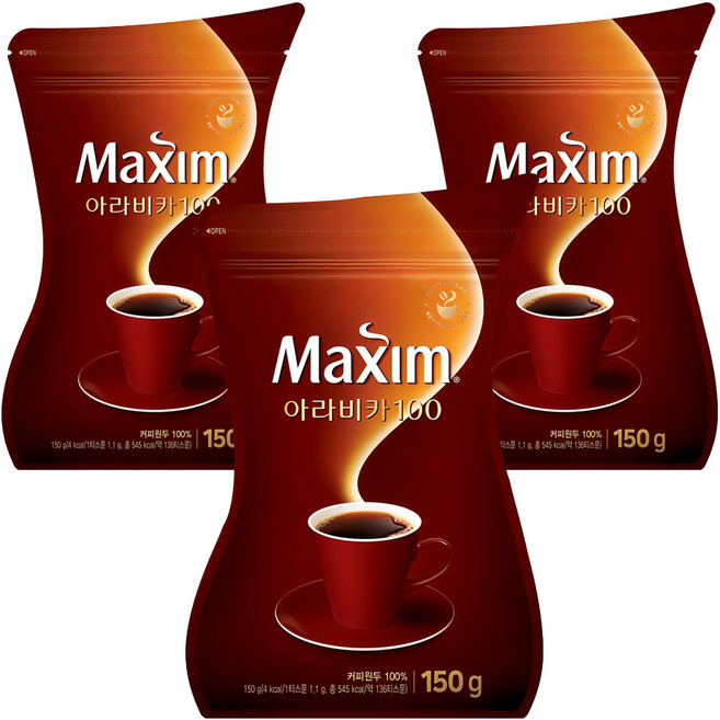 맥심 아라비카 100 원두 커피, 150g, 1개입, 3개