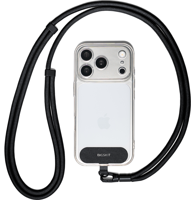 빅스킷 도난방지 핸드폰 목걸이 숄더 스트랩, 블랙, 1개