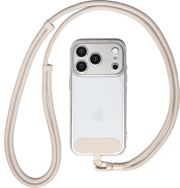 빅스킷 도난방지 핸드폰 목걸이 숄더 스트랩, 베이지, 1개