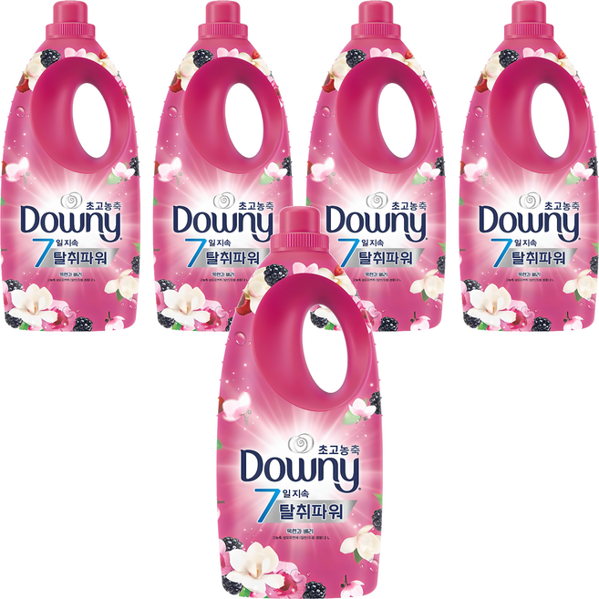 다우니 고농축 섬유유연제 목련과 베리향 본품, 2L, 5개