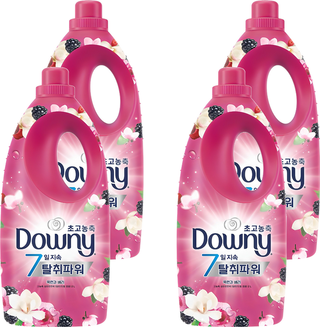 다우니 고농축 섬유유연제 목련과 베리향 본품, 2L, 4개