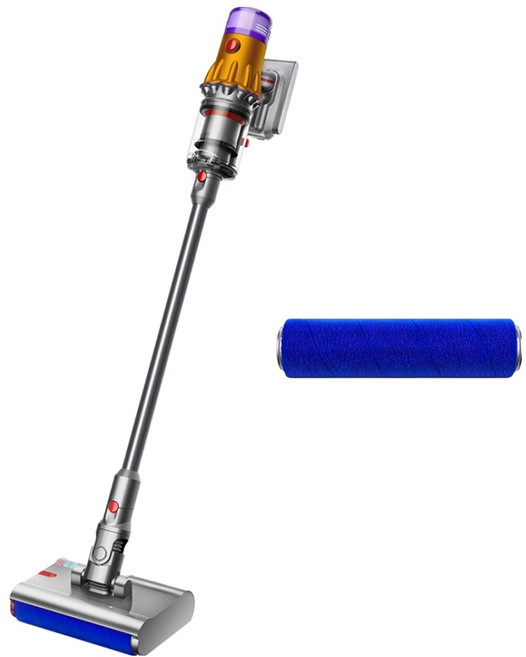 다이슨 v12s 디텍트 슬림 서브마린 무선 청소기 + 물청소 롤러 브러시 세트, 448754-01(청소기), 973703-01(브러시), 옐로 + 니켈