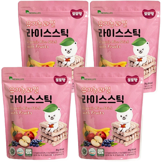 또또맘 유기농 라이스스틱, 과일, 20g, 4개