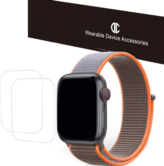 디씨네트워크 스포츠루프 애플워치 스트랩 40mm + 우레탄 풀커버 보호필름 2p 세트, 비타민오렌지(스트랩), 1개