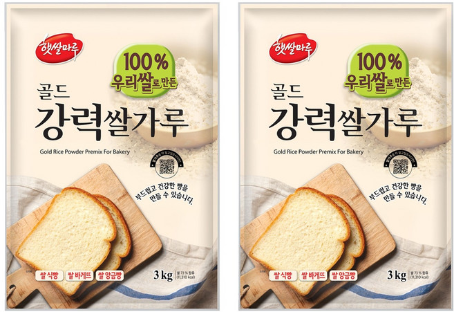 햇쌀마루 골드 강력 쌀가루 국산, 3kg, 2개