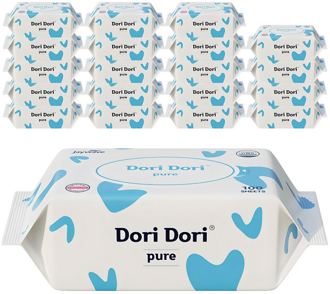 도리도리 퓨어 물티슈 리필형, 40g, 100매, 20개