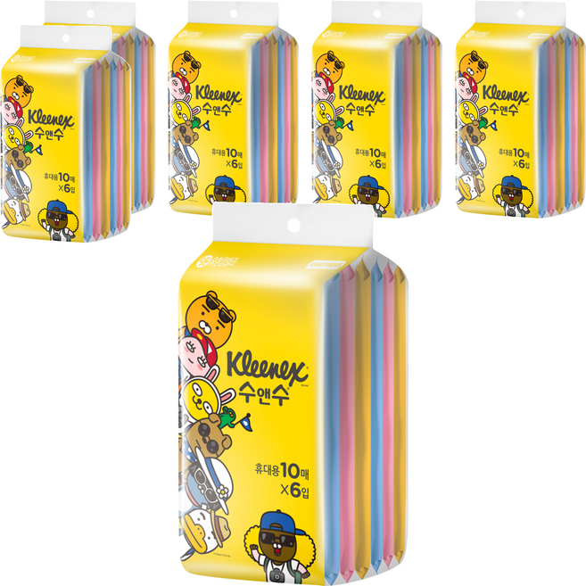 크리넥스 수앤수 실키소프트 카카오 물티슈 휴대용, 10개입, 36개
