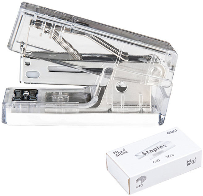 누사인 투명 미니 스테이플러 + 33호심 세트, 투명화이트, 1세트