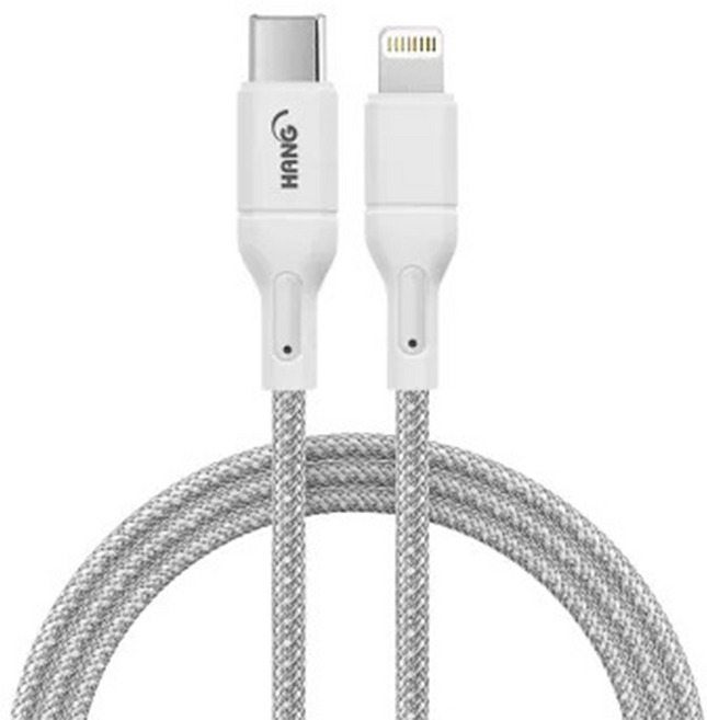 HANG R18 編織快充線 TypeC to Lightning, 2m, 灰色, 1條