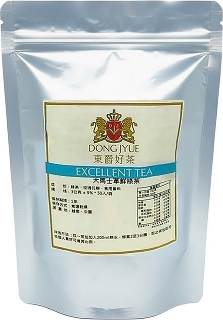 DONG JYUE 東爵好茶 大馬士革鮮綠茶, 50包, 3g, 1袋