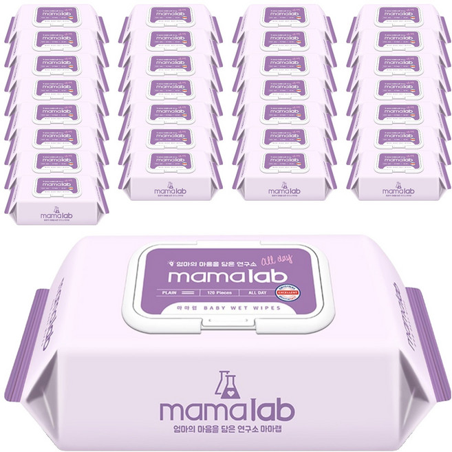 마마랩 올데이 대용량 아기물티슈 캡형, 43g, 120매, 40세트