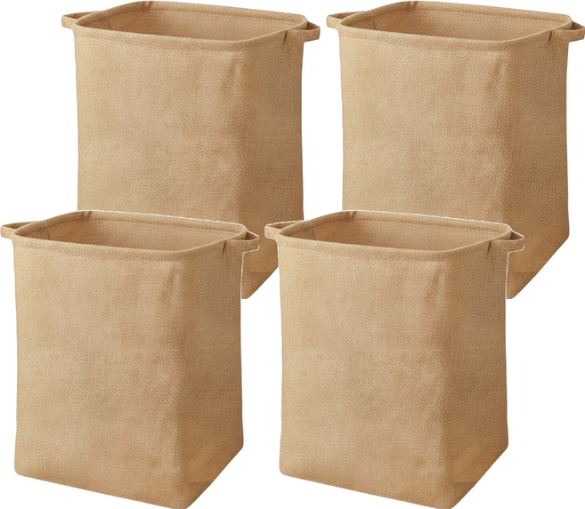 JOSIC 高方筒日系棉麻收納籃 50L, 奶茶色, 4個