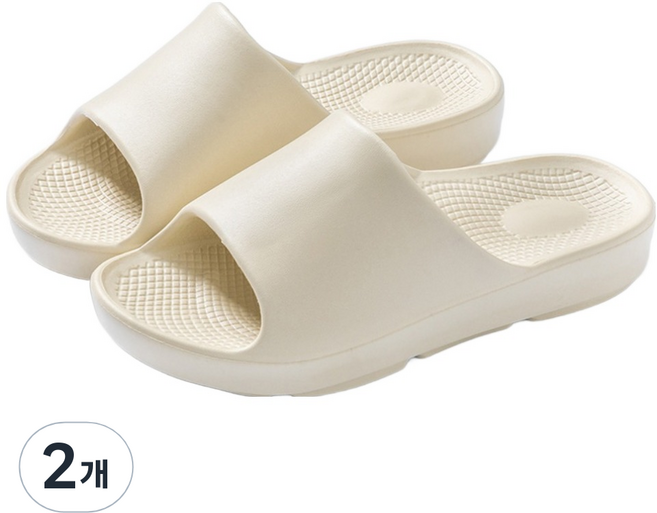 제이드슈 아치 쿠션 슬리퍼 키높이 쿠션 리커버리 실내화, 소프트 베이지, 2개